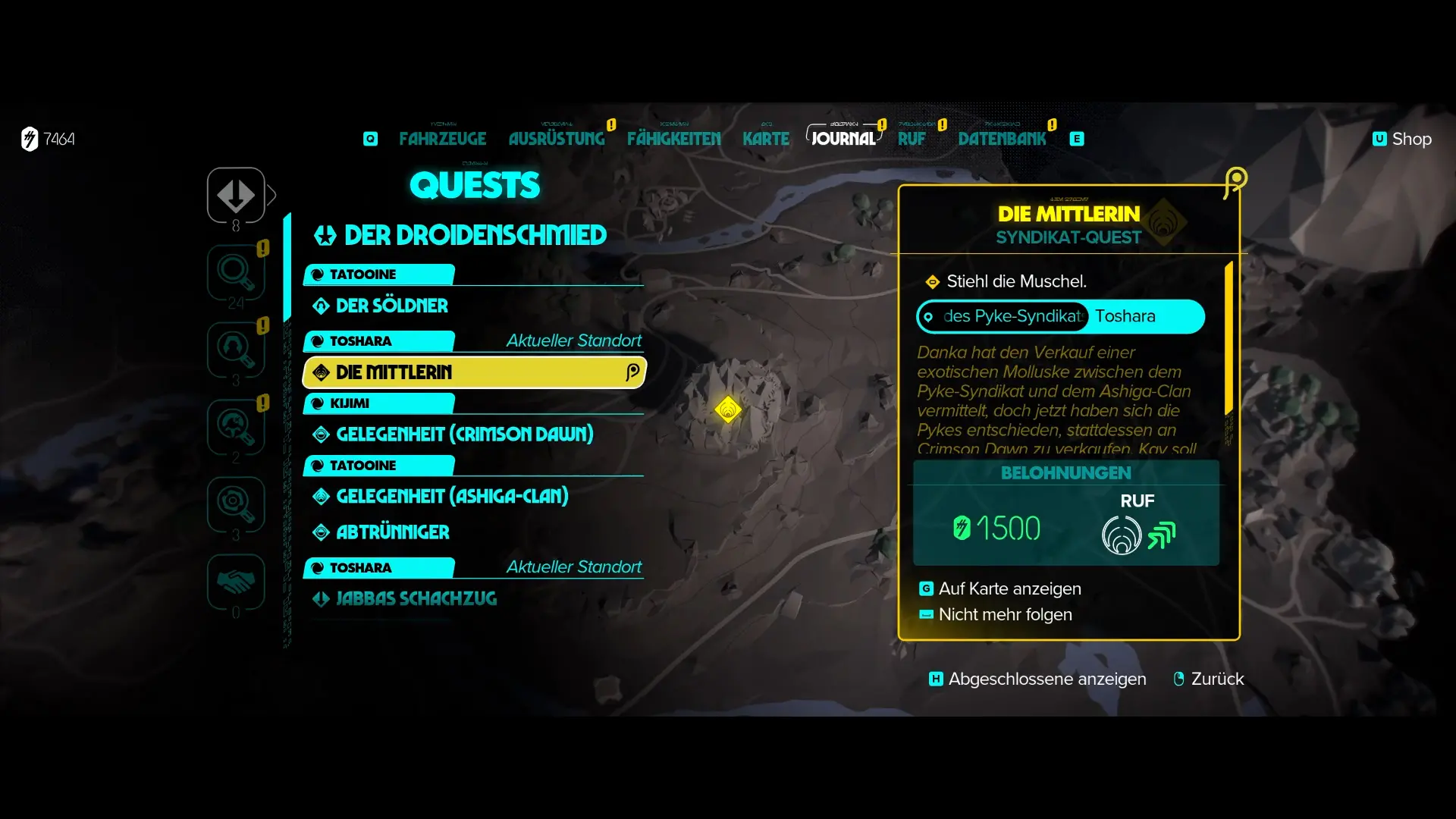 Questübersicht in Star Wars Outlaws